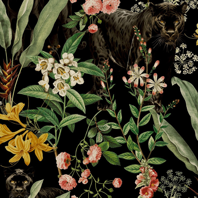 Seabrook Wallpaper Panther Jungle Onyx Harry & Grace Peel and Stick  United States 30.75 20.87" 20.5"  - My Fabric Connection -