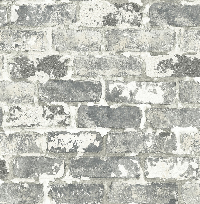 Seabrook Wallpaper Weathered Gray Brick Gray & Ivory NextWall Peel & Stick  United States 30.75 20.87" 20.5"  - My Fabric Connection -