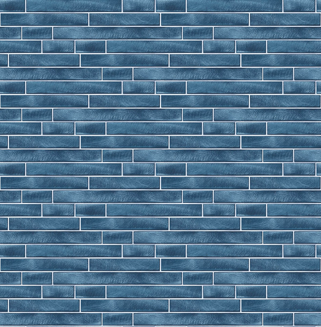Seabrook Wallpaper Brushed Metal Tile Denim Blue NextWall Peel & Stick  United States 30.75 5.22" 20.5"  - My Fabric Connection -