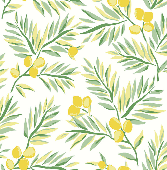 Seabrook Wallpaper Lemon Branch Lemon & Sage NextWall Peel & Stick  United States 30.75 20.87" 20.5"  - My Fabric Connection -