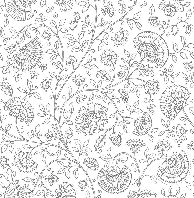 Seabrook Wallpaper Paisley Trail Slate Gray NextWall Peel & Stick  United States 30.75 20.87" 20.5"  - My Fabric Connection -