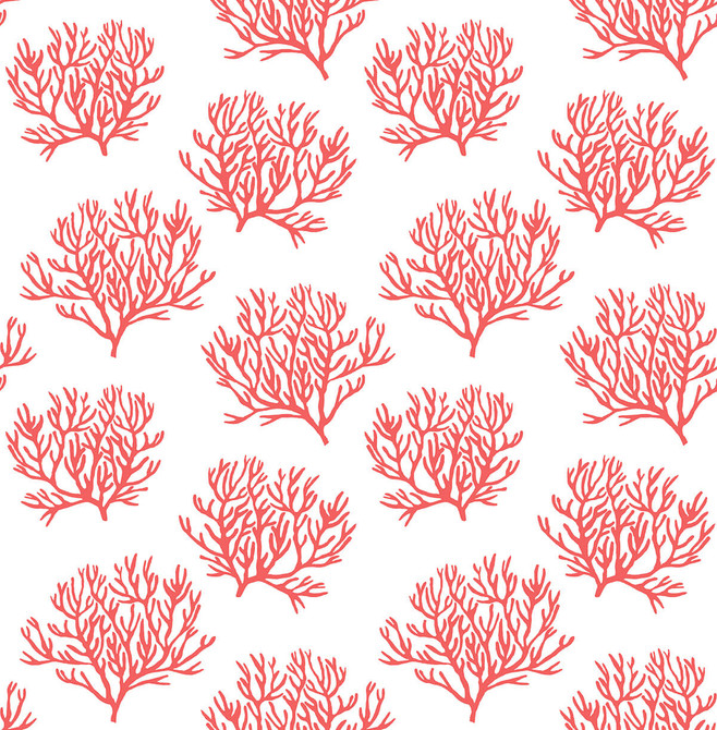 Seabrook Wallpaper Coastal Coral Reef Vermillion NextWall Peel & Stick  United States 30.75 10.43" 20.5"  - My Fabric Connection -