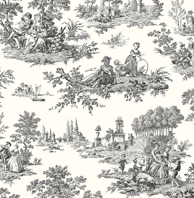 Seabrook Wallpaper Chateau Toile Inkwell NextWall Peel & Stick  United States 30.75 20.87" 20.5"  - My Fabric Connection -