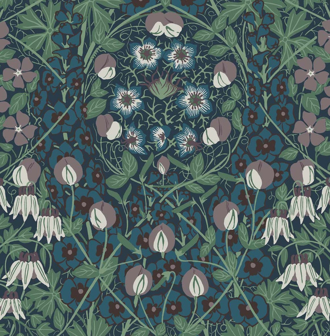 Seabrook Wallpaper Tulip Garden Deep Ocean & Purple Haze NextWall Peel & Stick  United States 30.75 20.87" 20.5"  - My Fabric Connection -
