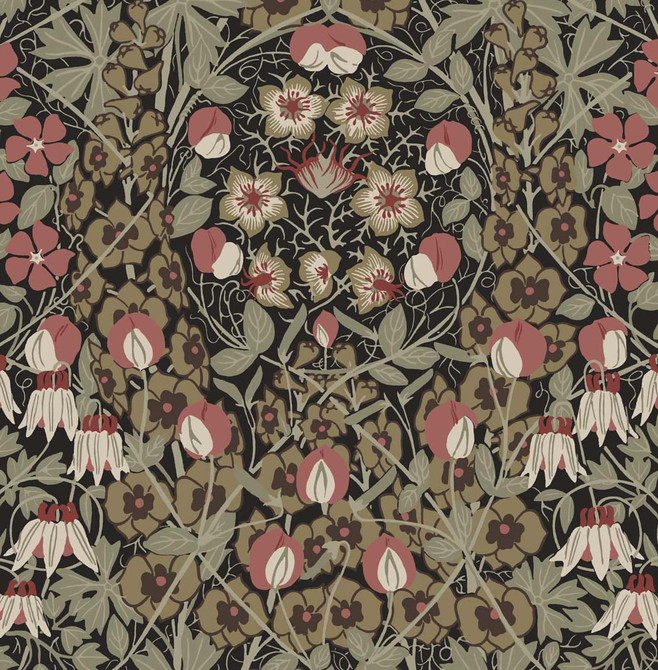 Seabrook Wallpaper Tulip Garden Ebony & Red Clay NextWall Peel & Stick  United States 30.75 20.87" 20.5"  - My Fabric Connection -