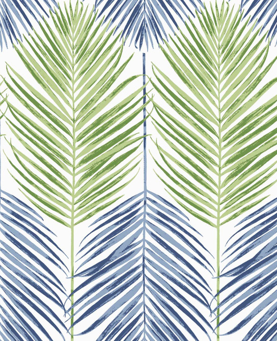 Seabrook Wallpaper Two Toned Palm Coastal Blue & Fern Green NextWall Peel & Stick  United States 30.75 25.2" 20.5"  - My Fabric Connection -