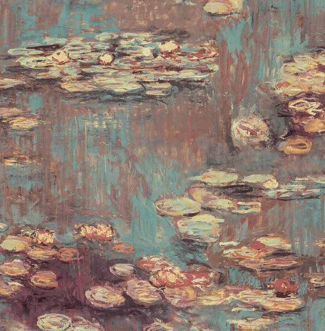 Seabrook Wallpaper Lily Pond Rust & Deep Sea NextWall Peel & Stick  United States 30.75 20.87" 20.5"  - My Fabric Connection -
