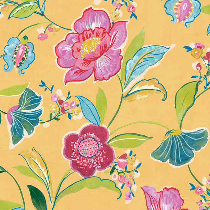 Seabrook Wallpaper Painterly Floral Cantaloupe NextWall Peel & Stick  United States 30.75 37.8" 20.5"  - My Fabric Connection -