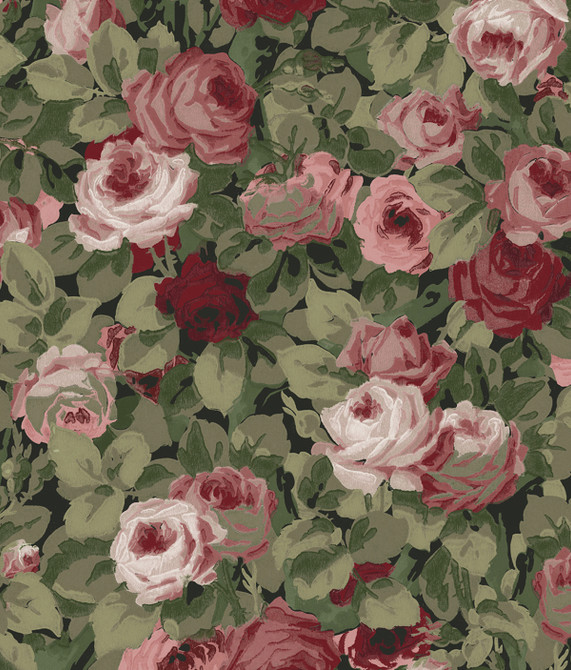 Seabrook Wallpaper Rose Garden Garnet & Basil NextWall Peel & Stick  United States 30.75 23.8" 20.5"  - My Fabric Connection -