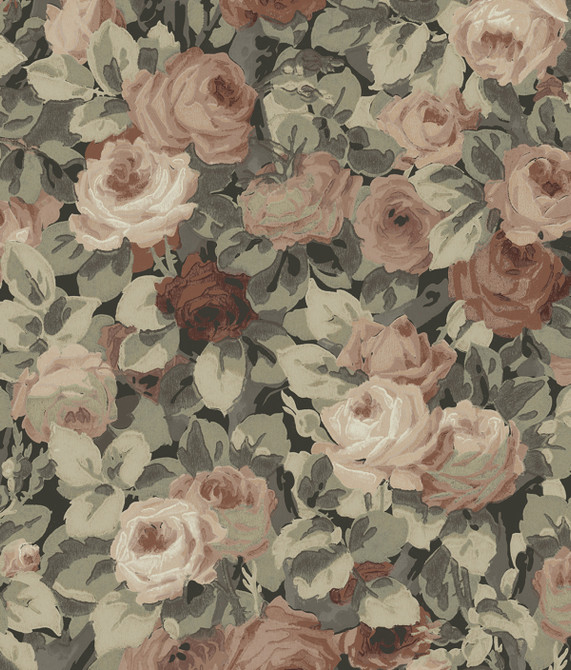 Seabrook Wallpaper Rose Garden Dusty Mauve & Ash Grey NextWall Peel & Stick  United States 30.75 23.8" 20.5"  - My Fabric Connection -