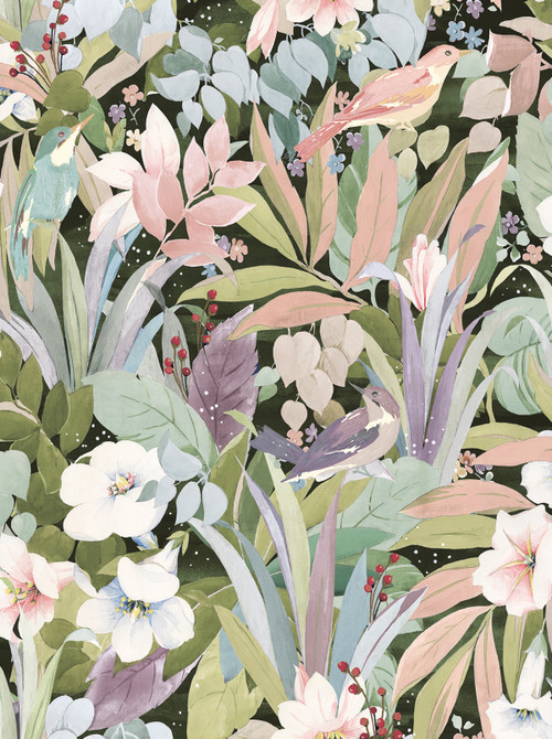 Seabrook Wallpaper Blossoming Birds Forest & Petal Pink NextWall Peel & Stick  United States 30.75 27.3" 20.5"  - My Fabric Connection -