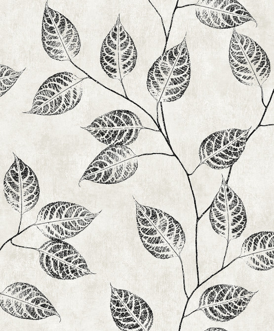 Seabrook Wallpaper Leaf Silhouette Contrast NextWall Peel & Stick  Netherlands 31.35 25.2" 20.9"  - My Fabric Connection -
