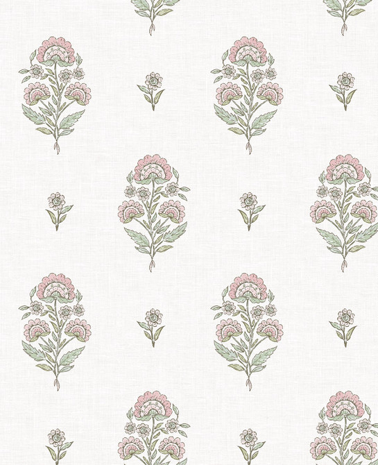 Seabrook Wallpaper Floral Spot Blush & Basil NextWall Peel & Stick  United States 30.75 12.6" 20.5"  - My Fabric Connection -