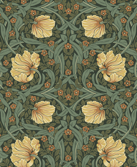 Seabrook Wallpaper Pimpernel Garden Prepasted Meadow Green & Amber Etten Prepasted Wallcoverings  Netherlands 57 12.6" 20.9"  - My Fabric Connection -