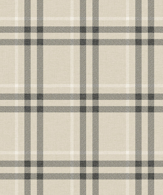Seabrook Wallpaper Calverlay Plaid Prepasted Linen & Ebony Etten Prepasted Wallcoverings  Netherlands 57 8.4" 20.9"  - My Fabric Connection -