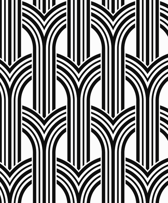 Seabrook Wallpaper Hendrix Arches Off-White & Onyx Piano  Netherlands 57.5 12.6" 20.9"  - My Fabric Connection -