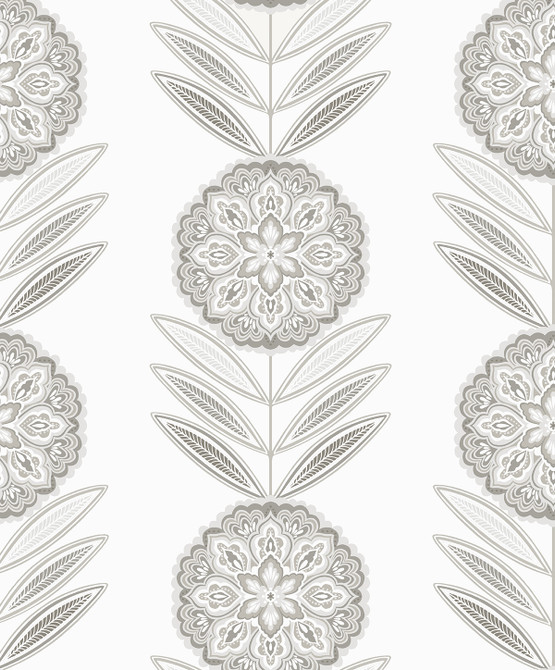 Seabrook Wallpaper Belle Floral Stripe Smoke Piano  Netherlands 57.5 12.6" 20.9"  - My Fabric Connection -