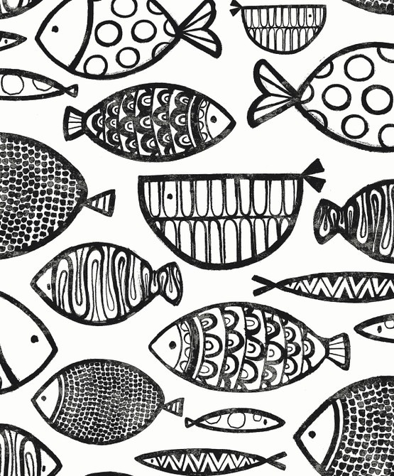 Seabrook Wallpaper Cadence Fish Contrast Piano  Netherlands 57.5 25.2" 20.9"  - My Fabric Connection -
