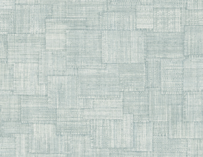 Seabrook Wallpaper Woven Blocks Sky Blue Raffia  United States 60.75 20.87" 27"  - My Fabric Connection -