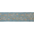Scalamandre Trim Trim Laurel Embroidered Tape/Bluestone T3292-003 MODERN LUXURY 50% VISCOSE 35% GLASS 15% METALLIC INDIA LIGHT DUTY Horizontal: 7.5" and Vertical: 3.75" - My Fabric Connection -