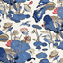 G P & J Baker Fabric Nympheus - Linen Indigo/Marine/Linen PERENNIA LINEN - 100% United Kingdom Horizontal: 53.978 and Vertical: 34.278 53.978 - My Fabric Connection -