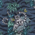 Clarke And Clarke Fabric Lemur Navy ANIMALIA BY EMMA J SHIPLEY FOR C&C COTTON - 100% United Kingdom HEAVY Horizontal: 18.11 and Vertical: 21.65 54 - My Fabric Connection -