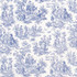 Carole Fabric Country Toile Indigo Red Sea 100% Cotton Printed & Finished In USA 13 1/2" V, 13 1/2" H HD 54" - My Fabric Connection -
