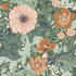A-Street Prints Victoria Green Floral Nouveau Wallpaper Annelie Covers about 57.5 square feet Sweden Unpasted 20.9-in repeat, half drop match 20.9-in by 33-ft long roll - My Fabric Connection -