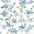 Chesapeake Jinjur Teal Bird Trail Wallpaper Flora & Fauna Covers about 56.4 square feet United States Prepasted 10.5-in repeat, half drop match 20.5-in by 33-ft long roll - My Fabric Connection -