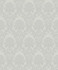 Sirpi Renatta Silver Damask Wallpaper Italian Silk Covers about 57.5 square feet Italy Unpasted 12.6-in repeat, straight match 20.9-in by 33-ft long roll - My Fabric Connection -