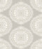 Chesapeake Bolinas Grey Medallion Wallpaper The Vineyard Covers about 56.4 square feet United States Prepasted 24-in repeat, straight match 20.5-in by 33-ft long roll - My Fabric Connection -