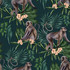 ohpopsi Morris Dark Blue Tropical Jungle Wallpaper Wild Covers about 54.2 square feet Great Britain Unpasted 19.7-in repeat, straight match 19.7-in by 33-ft long roll - My Fabric Connection -