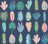 ohpopsi Leaf Boogie Denim Tropical Mix Wallpaper Glasshouse Covers about 54.2 square feet Great Britain Unpasted 39.7-in repeat, half drop match 19.7-in by 33-ft long roll - My Fabric Connection -