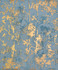 Antonina Vella Shimmering Foliage Blue & Gold Wallpaper Antonina Vella Modern Metals Covers about 56.9 square feet China Unpasted 25.2-in repeat, straight match 20.8-in by 32.8-ft long roll - My Fabric Connection -