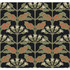 Ronald Redding Tracery Blooms Black Metallic Wallpaper Arts and Crafts Covers about 60.8 square feet Unpasted 25.25-in repeat, straight match 27-in by 27-ft long roll - My Fabric Connection -