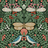 Ronald Redding Butterfly Garden Green Metallic Wallpaper Arts and Crafts Covers about 56.4 square feet Unpasted 20.5-in repeat, straight match 20.5-in by 33-ft long roll - My Fabric Connection -