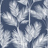 Inspired by Color King Palm Silhouette Navy Wallpaper Blues II Covers about 56.4 square feet Prepasted 20.5-in repeat, drop match 20.5-in by 33-ft long roll - My Fabric Connection -
