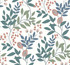 York Wallcoverings Eden Retreat Pink & Teal Wallpaper Earthy Tones Covers about 60.8 square feet Prepasted 25.25-in repeat, straight match 27-in by 27-ft long roll - My Fabric Connection -