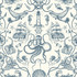 York Wallcoverings Deep Sea Toile Blue Wallpaper Tailored Covers about 56.4 square feet Prepasted 20.5-in repeat, straight match 20.5-in by 33-ft long roll - My Fabric Connection -