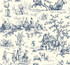 York Wallcoverings Seasons Toile Navy Wallpaper Toile Resource Library Covers about 60.8 square feet 27-in by 27-ft long roll Prepasted 25.25 - My Fabric Connection -