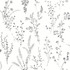 York Wallcoverings Wildflower Sprigs Black & White Peel & Stick Wallpaper Watercolor Botanicals Covers about 34.2 square feet Peel & Stick 20.5-in repeat, drop match 20.5-in by 20-ft long roll - My Fabric Connection -