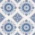 Schumacher Wallpaper Montecito Medallion Indigo 5014360 Mark D. Sikes 27.0" - My Fabric Connection -