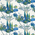 Thibaut Fabric Orleans Blue and Green F945028 Fabric U.S.A </p><p>Repeat: H: 54  in  (137.16  cm), V: 29.5  (74.93  cm) 54  in  (137.16  cm) - My Fabric Connection -