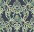 Seabrook Wallpaper Roxen Damask Navy, Off-White, and Mint Lugano  United States 60.75 25.2" 27"  - My Fabric Connection -
