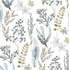 Seabrook Wallpaper Wild Garden Glacier Blue & Matte Brass NextWall Peel & Stick  United States 30.75 20.87" 20.5"  - My Fabric Connection -