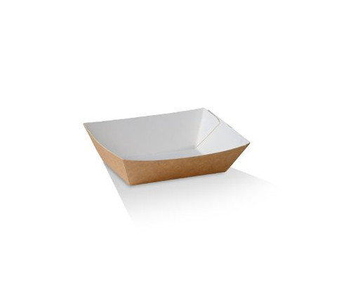 Food Tray #1 (BOARD) - BROWN Outside/WHITE Inside - 90x55x35 mm - 1000/CTN