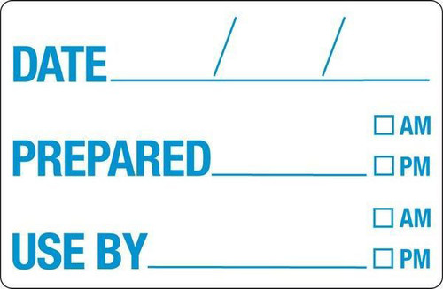 Food Labels - Removable Rectangular 49x75mm - DATE / PREPARED / USE BY - (BLUE Print) - [78200] - 500/Roll