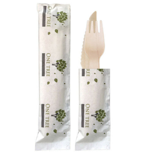 Cutlery Wooden (COATED) - Fork, Knife, Napkin (Brown) - BIOSERV- 400/CTN