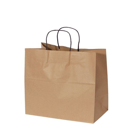 Carry Bag - BIOSERV - Brown Kraft Plain with BLACK Twist Handle - T/AWAY (MEDIUM) - 315x300+180mm - 250/CTN