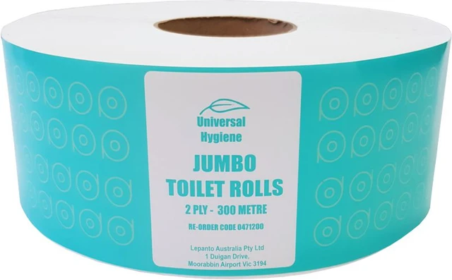 Toilet Roll Jumbo 2Ply 300M - Universal Hygiene - [0471200] - 8/CTN